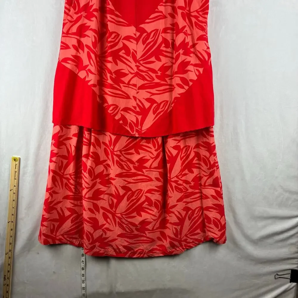 Appraisal 2 Piece Tank Skirt Outfit Linen Blend Women’s XL Tropical Vacation Red